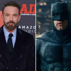 Ben Affleck som spelade Bruce Wayne, först som sig själv i kostym och sedan som Batman i sin ikoniska dräkt.