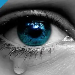 Occhio con lacrime e simbolo medico. Anche con la congiuntivite si può uscire, ma con cautela.