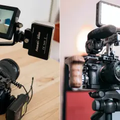 Zestaw do streamowania: kamera Sony, monitor SmallHD, mikrofon RODE i lampa LED. Idealna jaka kamera do streamowania.