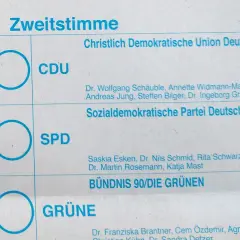 Wahlzettel zeigt die Zweitstimme. Warum ist die zweitstimme wichtiger als die erststimme? Sie bestimmt die Sitzverteilung im Bundestag.