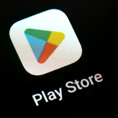 Ikona Google Play Store, symbol bezpieczeństwa i ochrony, z napisem "Play Store".