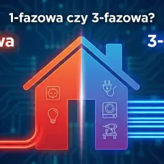Dom podzielony na 1-fazową (230V) i 3-fazową (400V) instalację elektryczną. Wybór zależy od potrzeb.
