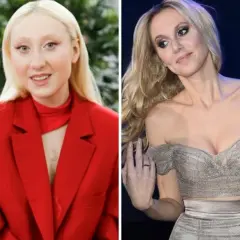 Dwie Kasi Moś: młodsza w czerwonej marynarce, starsza w srebrnej kreacji. Ile lat ma Kasia Moś?