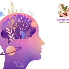 Silueta de cabeza con plantas y planetas, como si fuera un sueño con plantas. Logo de manos plantando un árbol.
