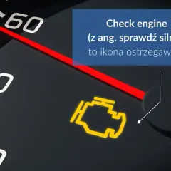 Żółta ikona silnika na desce rozdzielczej, znana jako "check engine", sygnalizuje problem.