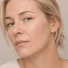 Närbild på en kvinna med torr hud som kan dra nytta av fuktbindande ingredienser som sodium hyaluronate.