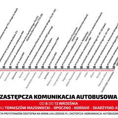Zastępcza komunikacja autobusowa na trasie Tomaszów Mazowiecki - Opoczno - Końskie - Skarżysko-Kamienna. Szynobus zastąpiony przez autobusy.