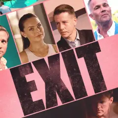 Gesichter der Hauptdarsteller der Serie EXIT, die sich mit den dunklen Seiten des Finanzwesens beschäftigt.