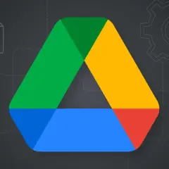 Google Drive logo with icons for files, tools, and downloads. This image might appear when Google Drive won't open.