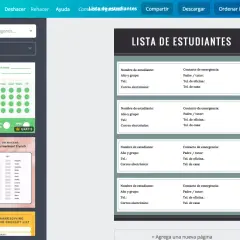 Plantilla de ficha del alumno con campos para nombre, contacto de emergencia y detalles del estudiante.