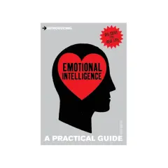 Book cover: "Emotional Intelligence: A Practical Guide." A silhouette of a head contains a red heart with the title. This guide fosters care and compassion.