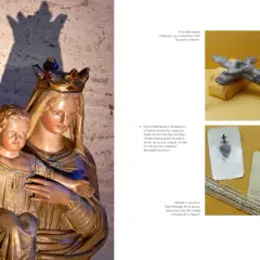 Figura Matki Bożej z Dzieciątkiem w Nevers, ważny ośrodek kultu maryjnego we Francji. Obok krzyż i obrazki wykonane przez św. Bernadetę.