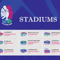 Stadiony, gdzie będzie Euro 2028: Cardiff, Newcastle, Birmingham, Dublin, Manchester, Londyn (Tottenham i Wembley), Glasgow.
