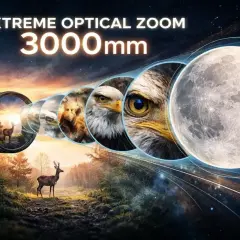 Nikon P1000 z ekstremalnym zoomem 3000mm ukazuje jelenia, lwa, orła i księżyc.