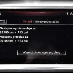 Wyświetlacz samochodu pokazuje, co ile wymieniac olej w aucie benzyna: za 29100 km lub 713 dni.