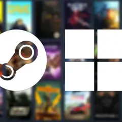 Ikona Steam i puste pola, symbolizujące jak zainstalować Steam na komputerze i rozpocząć przygodę z grami.