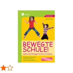 Buchcover "Bewegte Schule!" mit Kindern beim Springen. Ideen für bewegungsspiel grundschule zur Förderung von Konzentration.