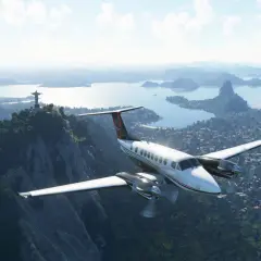 Samolot nad Rio de Janeiro, widok na Chrystusa Odkupiciela. Idealny do Microsoft Flight Simulator 2020 wymagania.