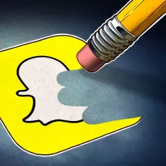 Gumka ołówka ściera logo Snapchata, symbolizując, jak usunąć konto na Snapie.