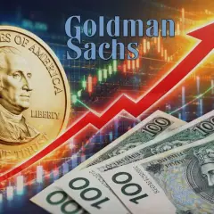 Złoty dolar i polskie banknoty na tle wykresów giełdowych. Czy warto inwestować w dolary? Goldman Sachs analizuje rynek.