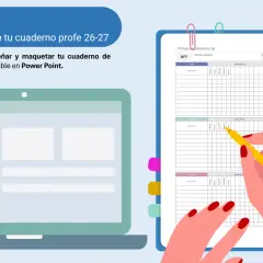 Diseña tu cuaderno profe imprimible online. Plantilla editable en PowerPoint para organizar tus clases.