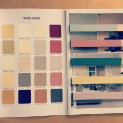 Próbki farby satynowej i matowej z palety "Nordic colours".
