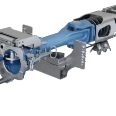 Mechanizm sprzęgła samoczynnego z niebieskimi elementami i metalowymi częściami, pokazujący jego wewnętrzną budowę.