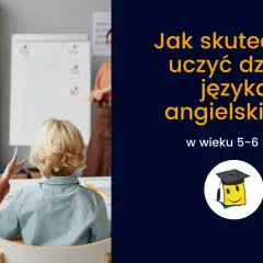 Dzieci na lekcji, jak uczyć dzieci angielskiego w wieku 5-6 lat. Zabawna grafika z biretem.