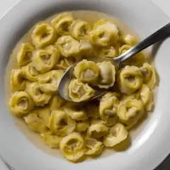 Tortellini in brodo, un classico da provare se ti chiedi cosa mangiare a Ravenna. Un piatto caldo e confortante.