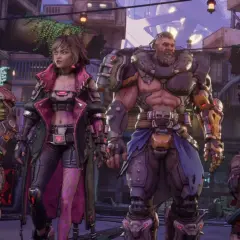 Czterech nowych **borderlands 4 characters** w futurystycznym mieście.