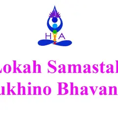 El significado de "Lokah Samastah Sukhino Bhavantu" se representa con un símbolo de yoga y chakras, deseando felicidad a todos los seres.