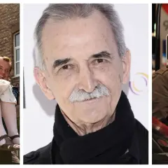 Kadr z życia Marka Koterskiego filmy: śmiech, portret i mężczyzna przy dystrybutorze paliwa.