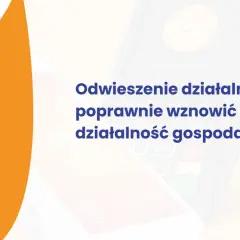 Terminal płatniczy i tekst: "Odwieszenie działalności – jak poprawnie wznowić działalność gospodarczą?".