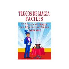 Ilustración de un mago con sombrero de copa y traje azul realizando trucos de magia para hacer en casa, con una mesa y chistera.