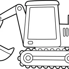 Dibujo lineal de una excavadora para colorear. ¡Lista para que le des vida con tus colores favoritos!