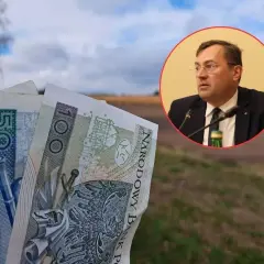 Pieniądze i mężczyzna w garniturze symbolizują wsparcie dla rozwój małych gospodarstw ARIMR.