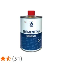 Puszka terpentyny z czerwonym korkiem i etykietą "TREMENTINA SOLVENTE".