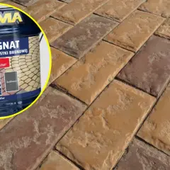 Lakma Impregnat Koloryzujący do kostki brukowej w odcieniu grafitowym, odnawia wygląd nawierzchni, nadając jej efekt "nowej kostki".