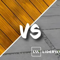 Drewno czy płytki? Wybierz idealne rozwiązanie co na taras. Logo LIDERWOOD.