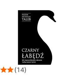 Okładka książki "Czarny łabędź" Nassima Nicholasa Taleba, z minimalistyczną grafiką czarnego łabędzia.