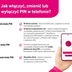 Instrukcja włączania, zmiany i wyłączania kodu PIN do karty SIM. Wyjaśnia, jak ustawić PIN w telefonie, w zależności od oferty i systemu operacyjnego.