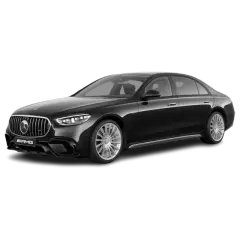 Czarny Mercedes-Benz S 63 AMG, luksusowa limuzyna z charakterystycznym grillem i felgami.