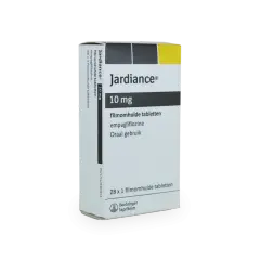 Opakowanie leku Jardiance 10 mg z empaglifloziną. Wiele osób szuka informacji i lek jardiance opinie.