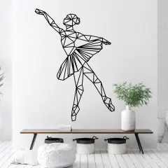 Nowoczesne naklejki na ścianę baletnica w geometrycznym stylu, dodające elegancji wnętrzu.
