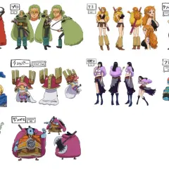 One Piece News: Strohhutpiraten im Elbaf-Stil! Luffy, Zoro, Nami, Usopp, Sanji, Chopper, Robin, Franky, Brook und Jinbe in neuen Outfits.