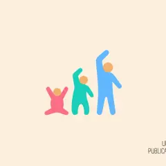 Tre figure stilizzate, da piccola a grande, rappresentano la crescita e lo sviluppo. La psicomotricità cos'è? È il percorso di crescita.
