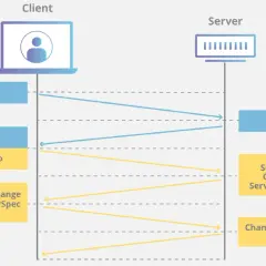 Diagram ilustrujący proces nawiązywania połączenia SSL VPN: wymiana pakietów TCP i TLS między klientem a serwerem.