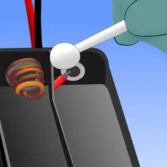 Mit einem Wattestäbchen wird die Korrosion an den Batteriepolen entfernt, um eine ausgelaufene Batterie zu reinigen.