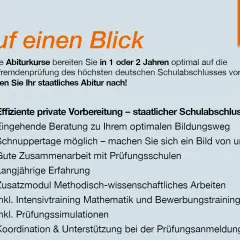 Mit unseren Abiturkursen können Sie Ihr staatliches Abitur nachholen. Effiziente Vorbereitung, Beratung & Erfahrung für Ihren Erfolg.