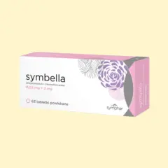 Symbella - tabletki powlekane, 0,03 mg + 2 mg. Stosowany jako trittico na co? Opakowanie zawiera 63 tabletki.